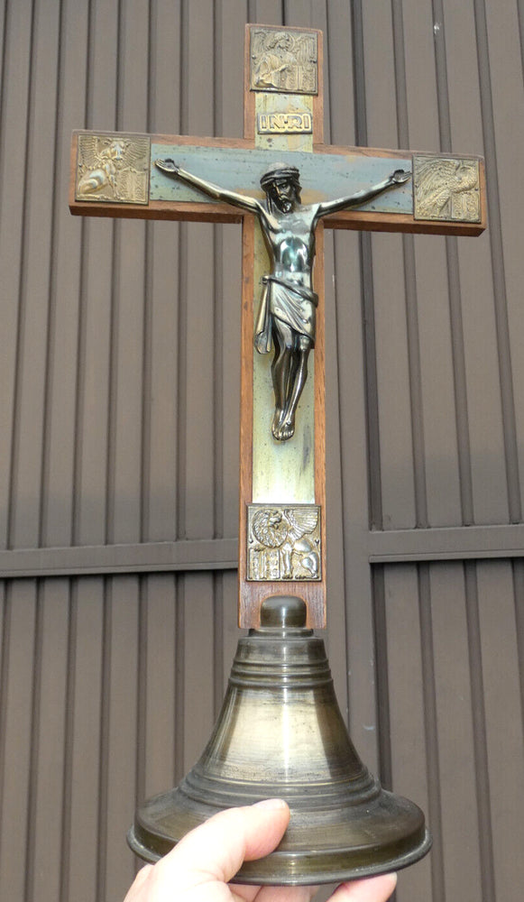 vintage crucifix wood metal 4 evangelist symbols