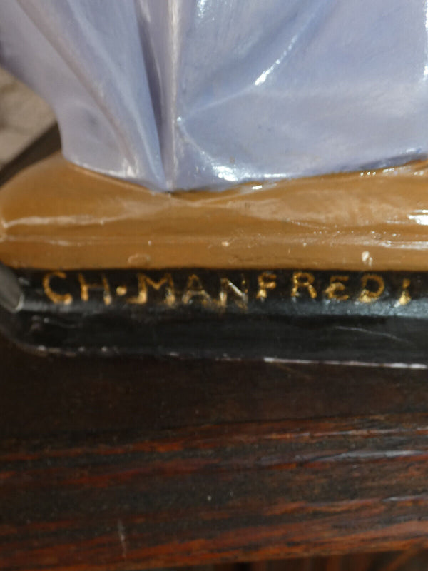 Antique rare italian set twin Brothers Saint Damian and Cosmas signed religious