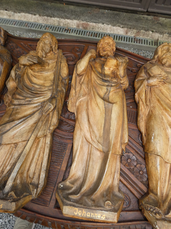 Set 4 Antique chalk religious wall plaque statue evangelists rare