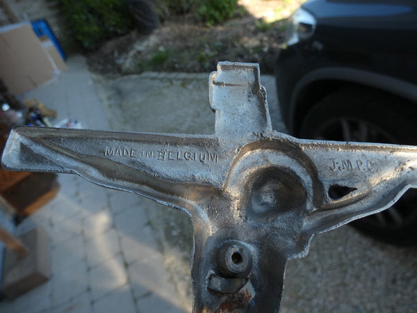 Vintage Belgian Metal calvary plaque religious