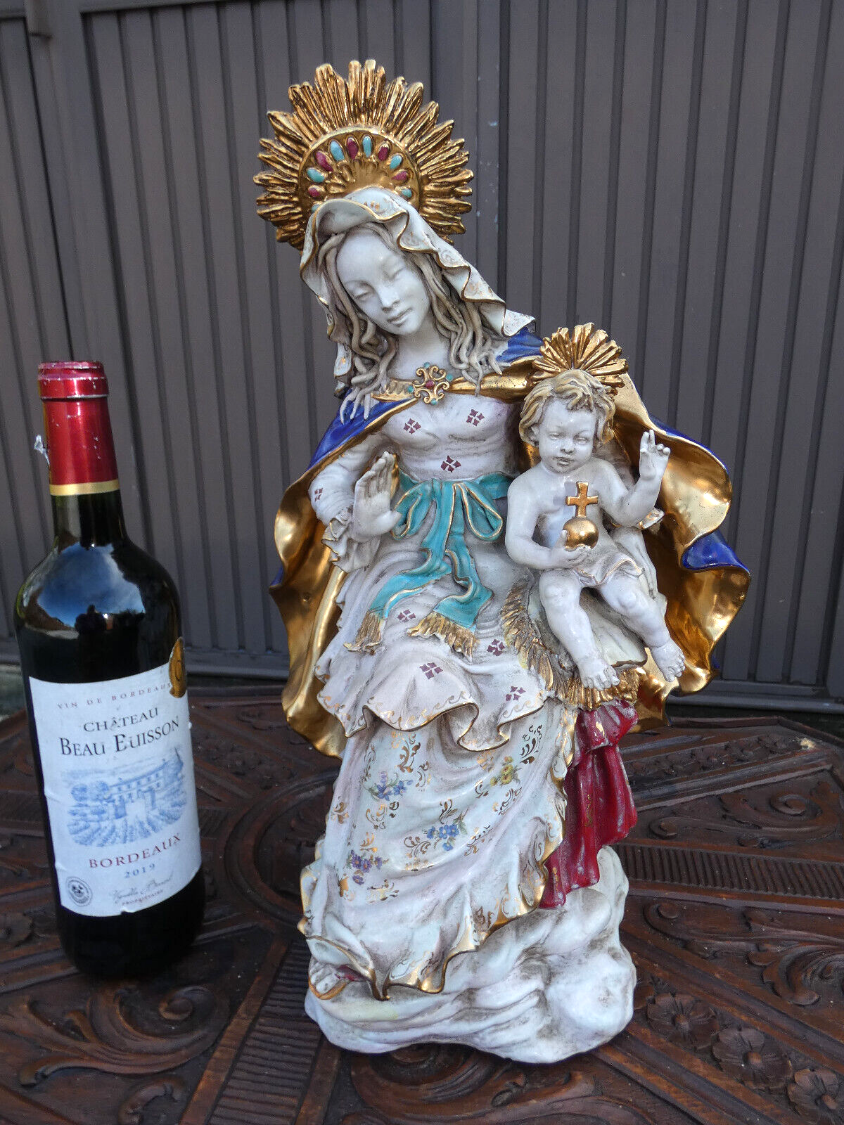 Pattarino School Italian terracotta MAdonna child statue religious 1950