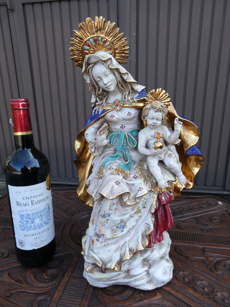 Pattarino School Italian terracotta MAdonna child statue religious 1950