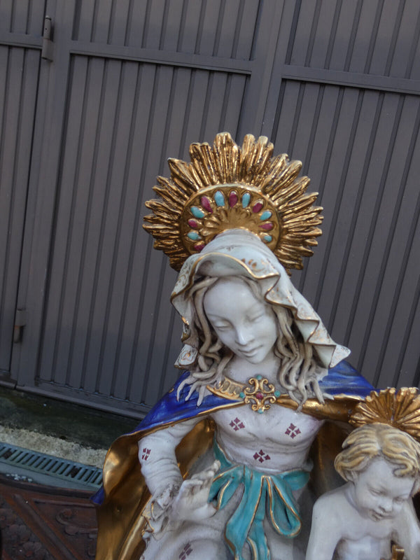 Pattarino School Italian terracotta MAdonna child statue religious 1950