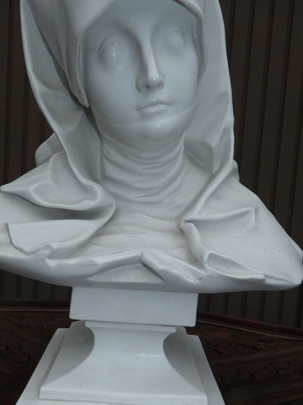 Antique L german Volkstedt porcelain bisque Nuremberg madonna bust sculpture