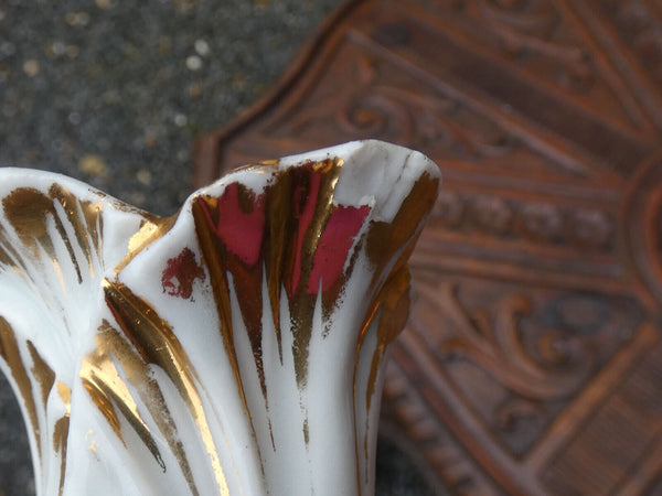 PAir antique Vieux brussels porcelain candle holders figurine set