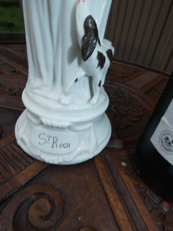 Antique french Letu Mauger marked Saint Roch Statue figurine religious rare