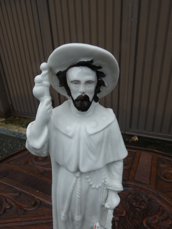 Antique french Letu Mauger marked Saint Roch Statue figurine religious rare