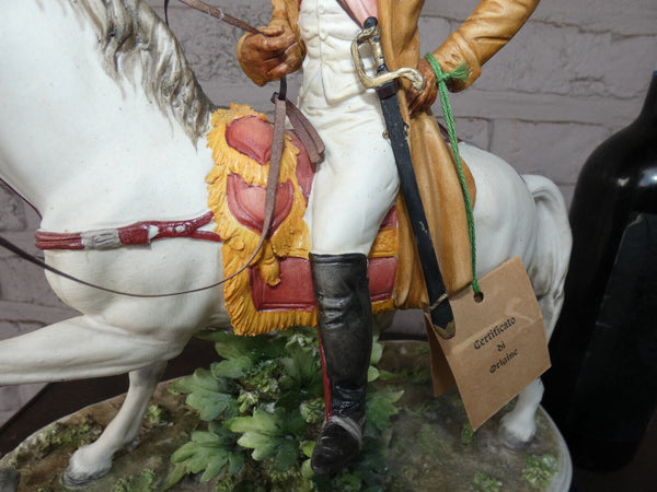 Large capodimonte RONCHI signed porcelain Napoleon horse statue sculpture 70s