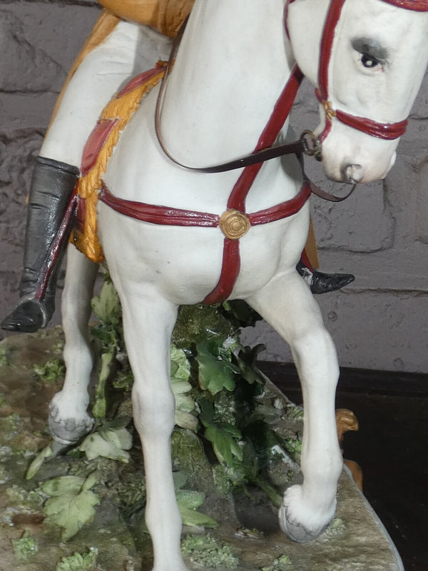 Large capodimonte RONCHI signed porcelain Napoleon horse statue sculpture 70s