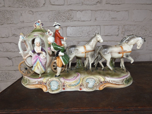German Grafenthal marked porcelain Coach princess horses sculpture rare