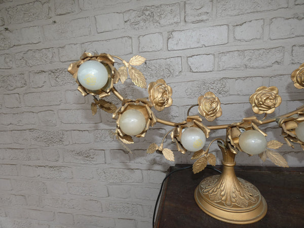 1 x Antique church ornament  metal 7 Lamp floral decor rare