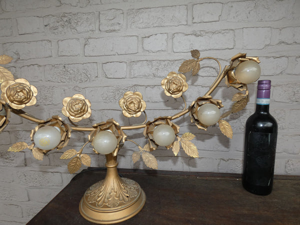 1 x Antique church ornament  metal 7 Lamp floral decor rare