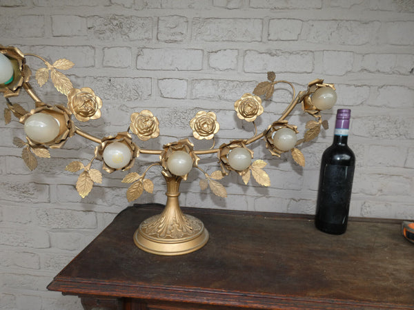 1 x Antique church ornament  metal 7 Lamp floral decor rare