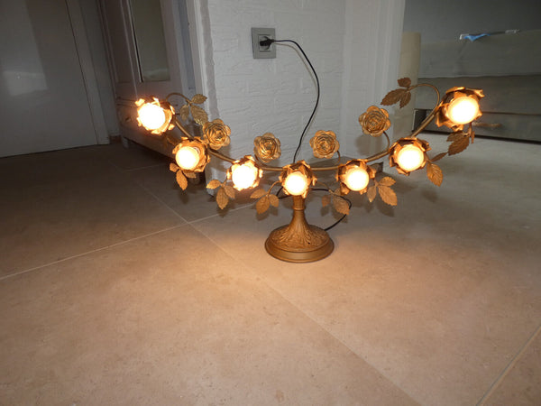 1 x Antique church ornament  metal 7 Lamp floral decor rare