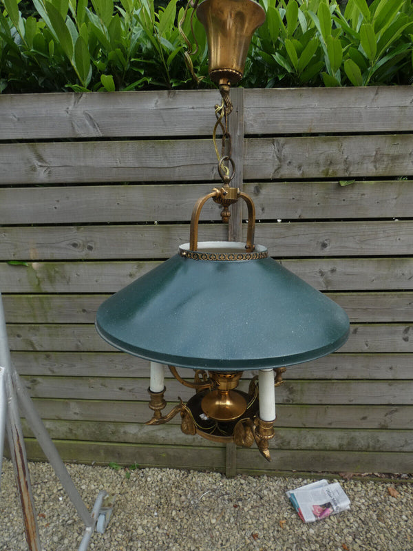 1960 French Bouillotte Design Lamp chandelier swan brass figural decor