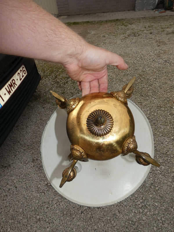 1960 French Bouillotte Design Lamp chandelier swan brass figural decor