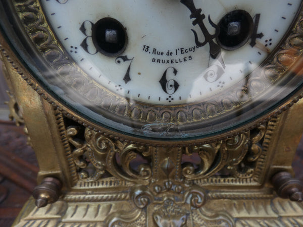 Antique french bronze mantel set clock candelabra dragons lion