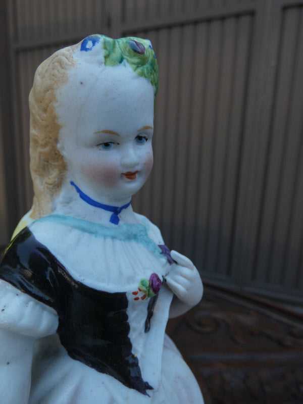 Antique vieux andenne bisque porcelain boy girl figurine dog lamb statue
