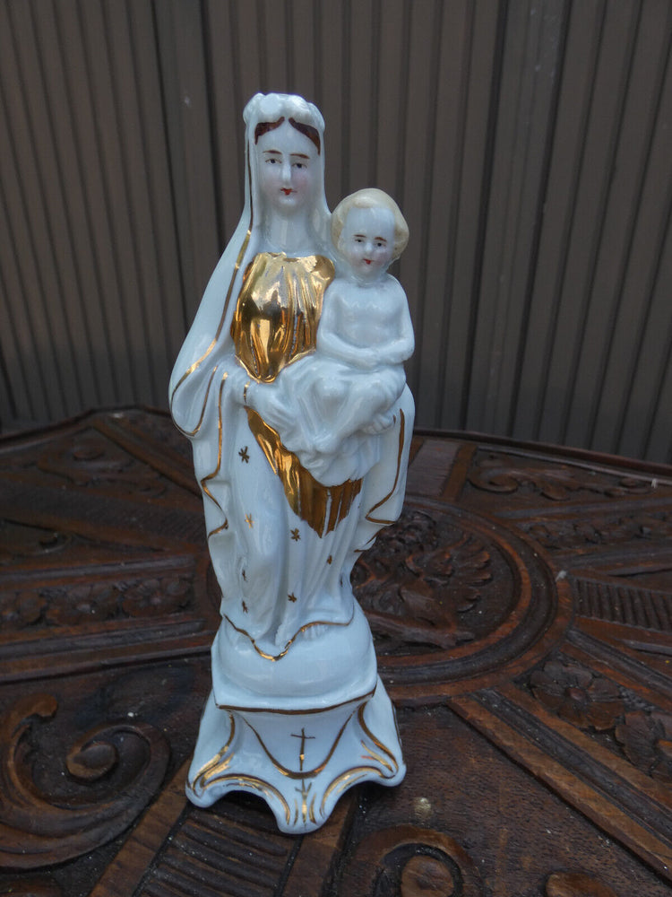 Antique French vieux paris porcelain madonna statue religious