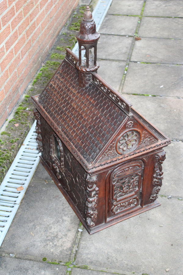 RARE antique religious wood carved church statue altar putti angels 19thc