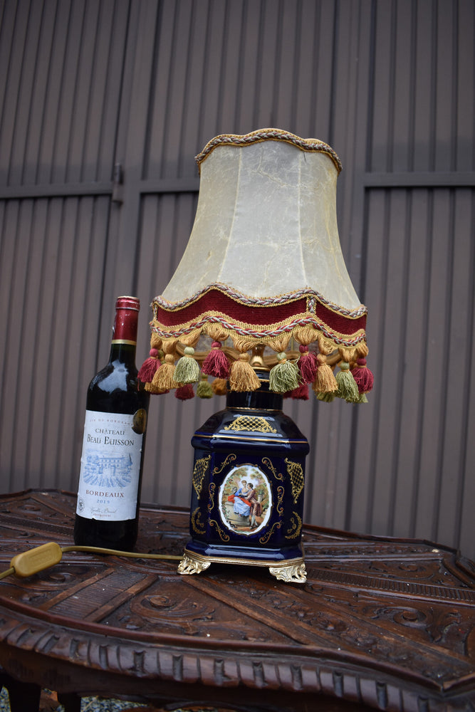 Vintage cobalt blue porcelain table lamp