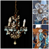 Vintage 1970s glass daisy flower maison bagues style chandelier lamp