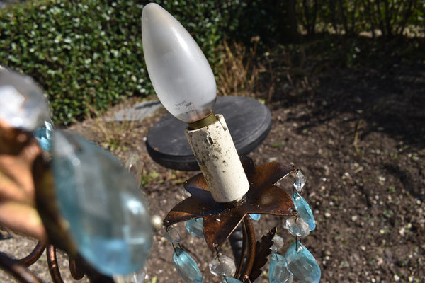 Vintage 1970s glass daisy flower maison bagues style chandelier lamp
