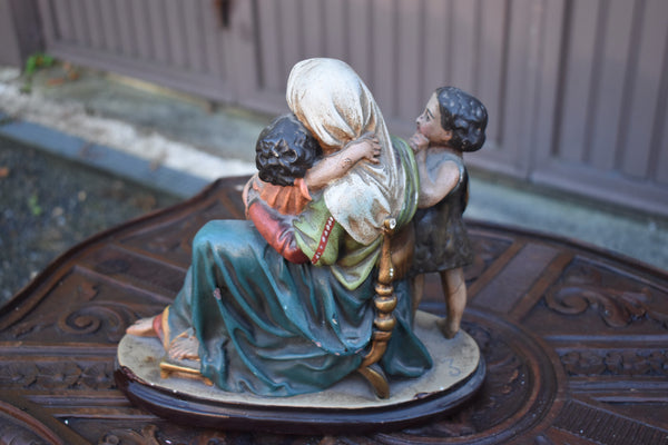 Antique chalk statue madonna young jesus saint john sculpure statue