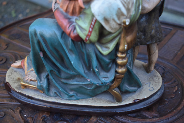 Antique chalk statue madonna young jesus saint john sculpure statue