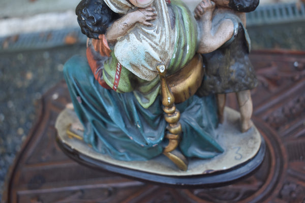 Antique chalk statue madonna young jesus saint john sculpure statue