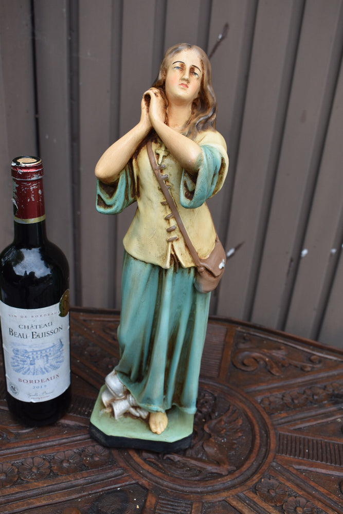 Antique french chalk saint  joan of arc jeanne statue rare
