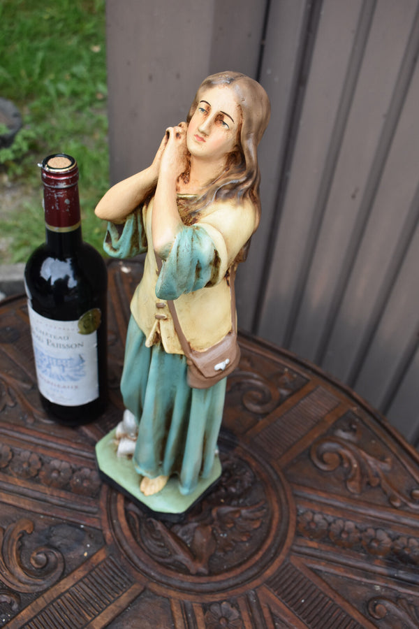 Antique french chalk saint  joan of arc jeanne statue rare