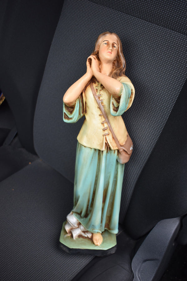 Antique french chalk saint  joan of arc jeanne statue rare