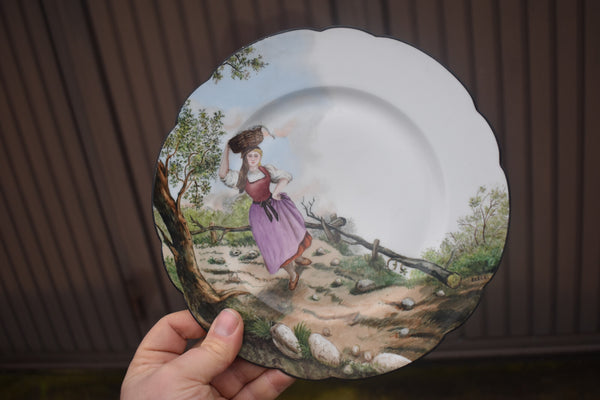 Set 6 antique french Haviland limoges marked hand paint plate signed