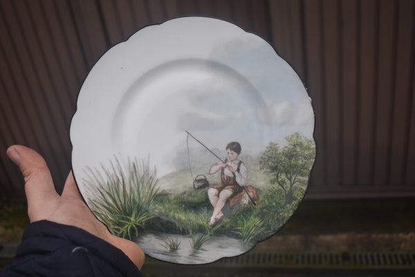 Set 6 antique french Haviland limoges marked hand paint plate signed