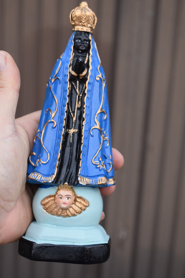 Belgian 1960  chalk black our lady of halle madonna Statue figurine