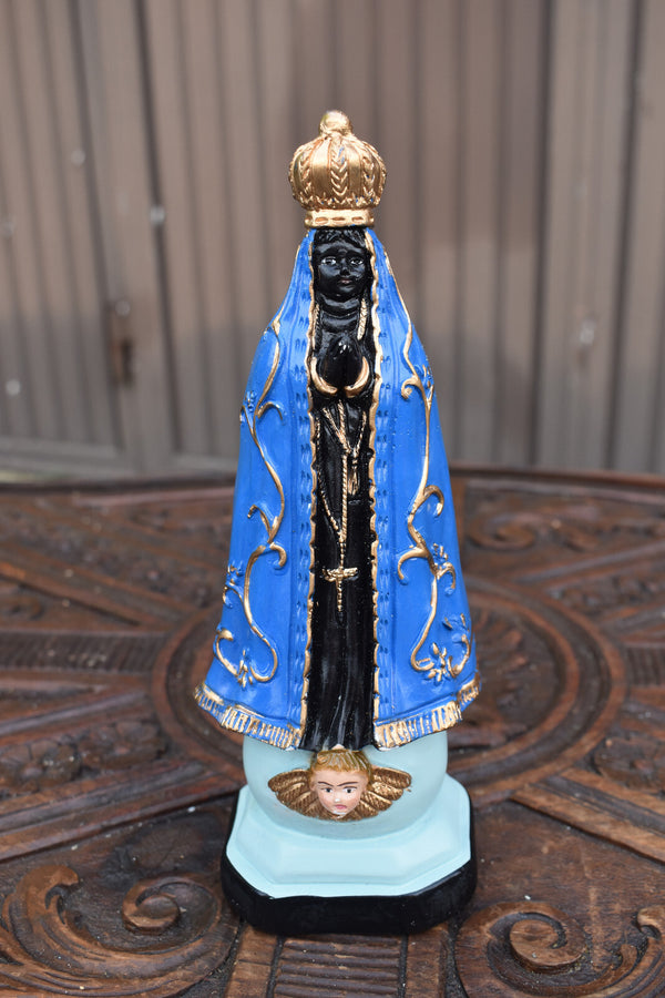 Belgian 1960  chalk black our lady of halle madonna Statue figurine