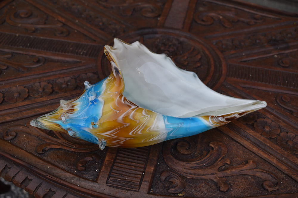 Vintage 70s murano italian glass hand blown shell