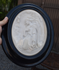 Antique 19thc napoleon III meerschaum carved christ  chalice relief frame plaque