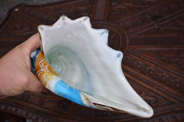 Vintage 70s murano italian glass hand blown shell