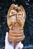 Vintage 1950 wood carved archangel figural holy water font