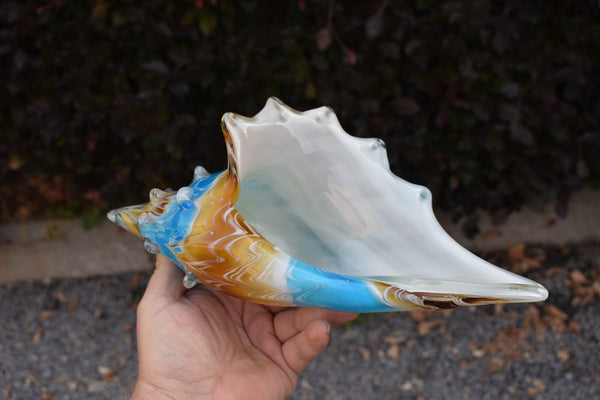 Vintage 70s murano italian glass hand blown shell