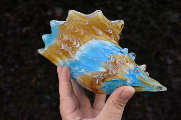 Vintage 70s murano italian glass hand blown shell