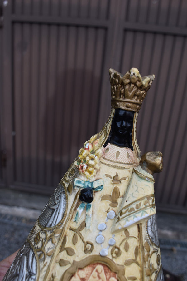 Belgian antique chalk black our lady of halle madonna Statue figurine