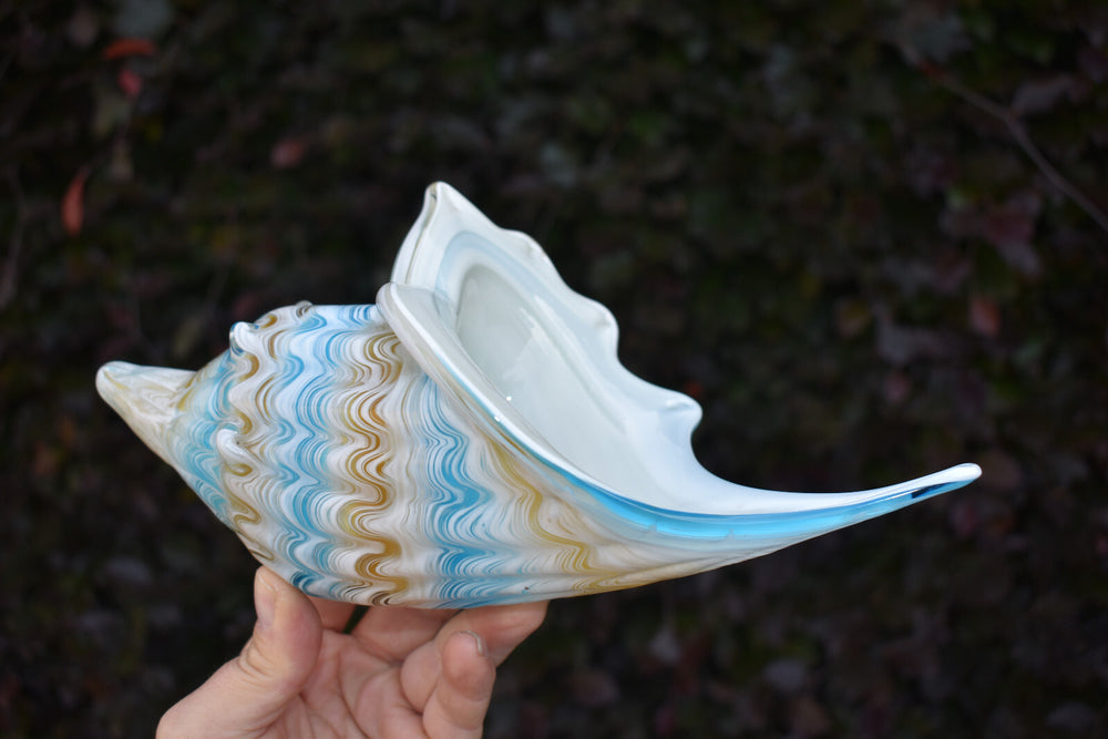 Vintage 70s murano italian glass hand blown shell