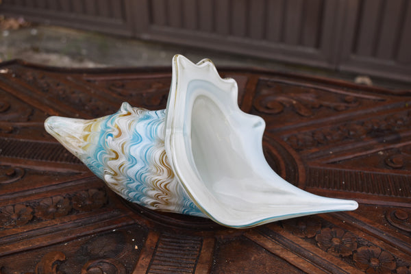 Vintage 70s murano italian glass hand blown shell