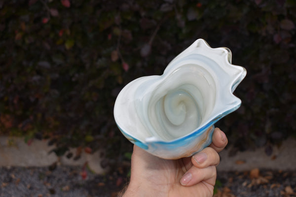 Vintage 70s murano italian glass hand blown shell
