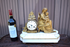 Antique 19thc marble spelter madonna chair religious mantel clock