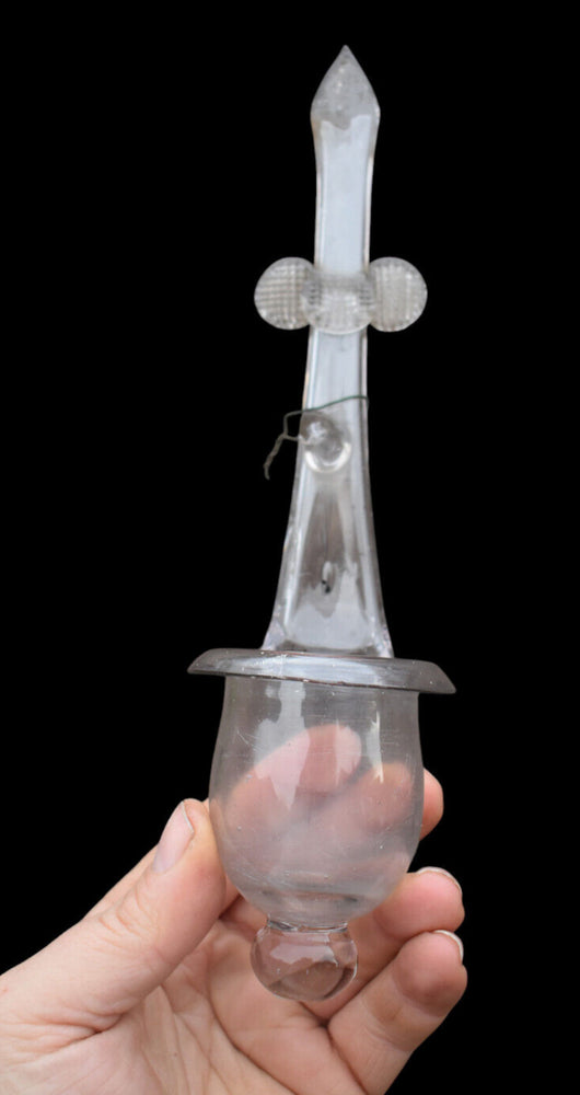 Antique Belgian Liegeois 18thc glass  hand blown holy water font rare