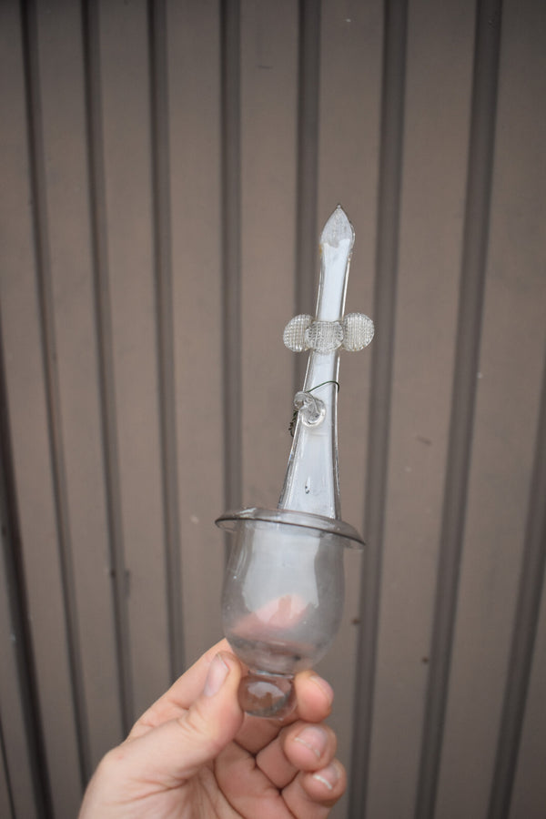 Antique Belgian Liegeois 18thc glass  hand blown holy water font rare